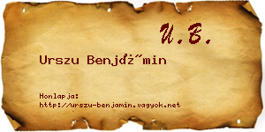 Urszu Benjámin névjegykártya